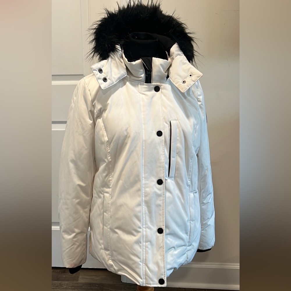 Arctic Expedition Down Coat with Faux Fur Removable Hood White Sz M - Picture 2 of 16